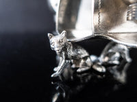 Victorian Silver Plate Egg Cup Condiment Caddy Figural Foxes Rare Silver And Silverplate
