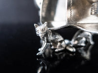 Victorian Silver Plate Egg Cup Condiment Breakfast Caddy Figural Foxes Rare