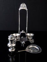 Victorian Silver Plate Egg Cup Condiment Caddy Figural Foxes Rare Silver And Silverplate