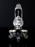 Victorian Silver Plate Egg Cup Condiment Caddy Figural Foxes Rare Silver And Silverplate
