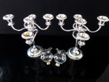 Vintage Silver Plate Candelabra Pair With Glass Candles 5 Light Candles And Candelabra