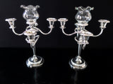 Vintage Silver Plate Candelabra Pair With Glass Candles 5 Light Candles And Candelabra