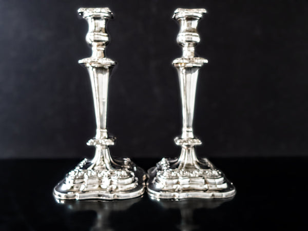 Antique Silver Plate Candle Holders Pair Sheffield England Candles And Candelabra