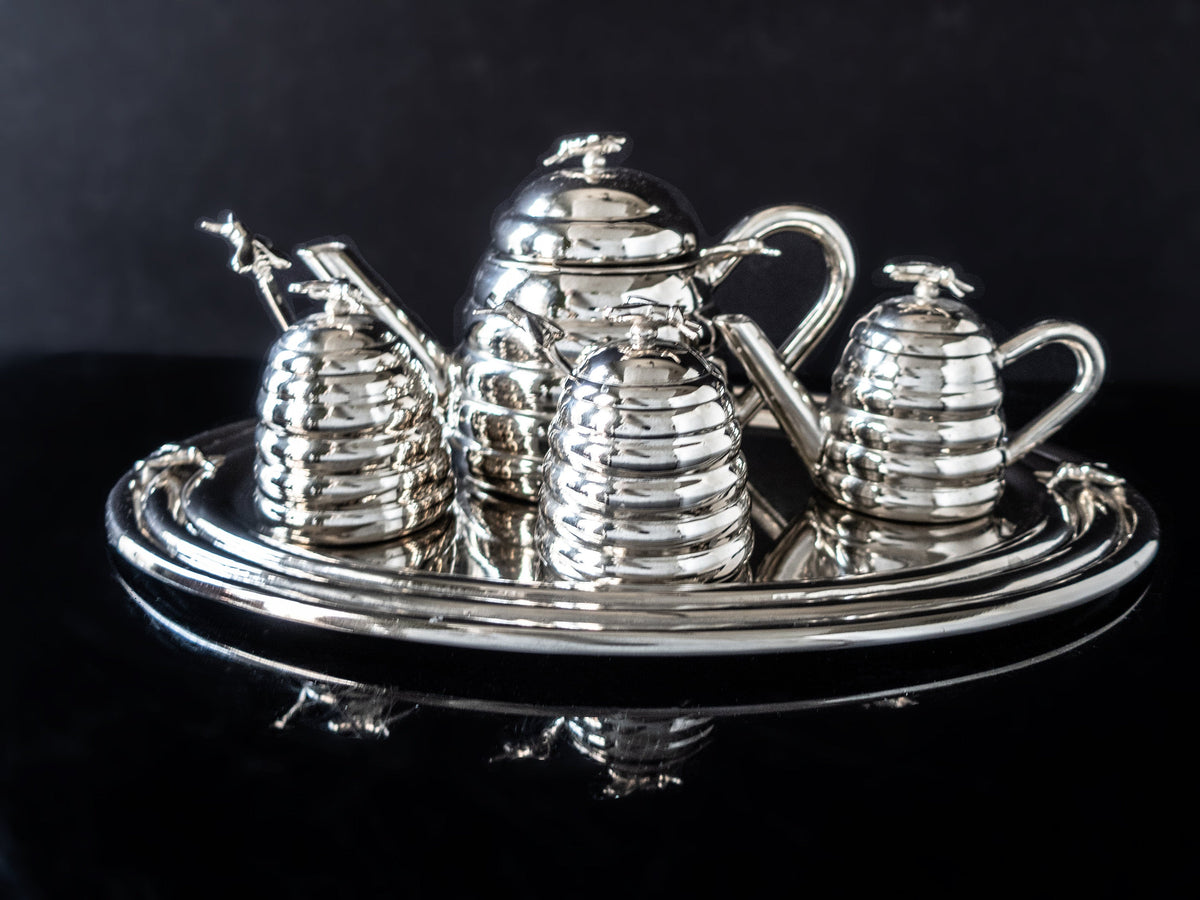 Towle Beehive Tea Set With Tray 9 Piece Set InventifDesigns