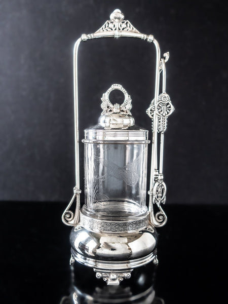 Antique Victorian Silver Plate Pickle Castor With Jadeite Stone And To Inventifdesigns