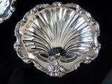 Set Of Two Vintage Silver Plate Scallop Shell Trays Caviar Trays Serving Trays