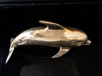 Large Brass Dolphin Fish Sculpture Statue 14" Chinoiserie Hollywood Regency