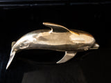 Large Brass Dolphin Fish Sculpture Statue 14" Chinoiserie Hollywood Regency