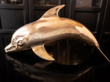 Large Brass Dolphin Fish Sculpture Statue 14" Chinoiserie Hollywood Regency