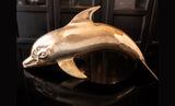 Large Brass Dolphin Fish Sculpture Statue 14" Chinoiserie Hollywood Regency