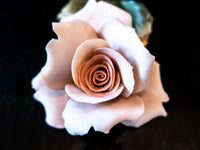Vintage Capodimonte Rose Peach Color Made In Italy In Original Box