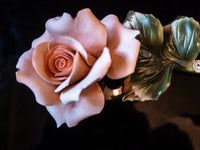 Vintage Capodimonte Rose Peach Color Made In Italy In Original Box
