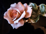Vintage Capodimonte Rose Peach Color Made In Italy In Original Box