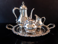 Vintage Silver Plate Tea Set Coffee Service 4 Piece Set With Tray Reed Barton Provincial Tea and Coffee Sets