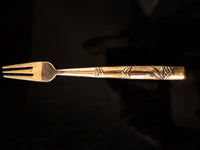 Vintage Bamboo Bronze Flatware 19 Piece Set Cake Set Wood Case