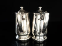Tall Vintage Silver Soldered Teapots Set of Two 16 Oz 1956