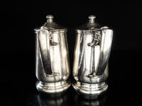 Vintage Silver Soldered Teapots Set of Two 8 Oz 1957 Hotel Military RR Silver