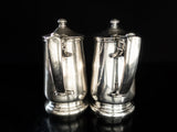 Vintage Silver Soldered Teapots Set of Two 8 Oz 1957 Hotel Military RR Silver
