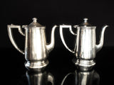 Vintage Silver Soldered Teapots Set of Two 8 Oz 1957 Hotel Military RR Silver