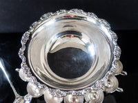 Vintage Large Silver Plate Floral Punch Bowl Set With 12 Cups And Ladle Silver And Silverplate