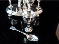 Antique Silver Plate Egg Cup And Spoon Caddy Sheffield England Circa Late 1800s Silver And Silverplate