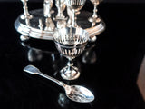Antique Silver Plate Egg Cup And Spoon Caddy Sheffield England Circa Late 1800s Silver And Silverplate