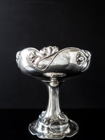 Antique Art Nouveau Silver Plate Taza Pedestal Bowl With Lilies Circa 1904