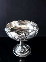 Antique Art Nouveau Silver Plate Taza Pedestal Bowl With Lilies Circa 1904