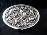 Antique Cambodian Silver Betel Box Khmer Birds And Flowers Trinket Box T90 Filigree Art and Collectibles