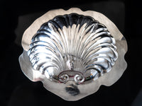 Set Of Two Vintage Silver Plate Scallop Shell Trays Caviar Trays Serving Trays