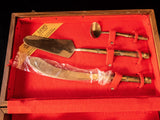 Vintage Bamboo Bronze Flatware 19 Piece Set Cake Set Wood Case