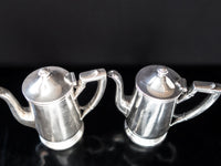 Tall Vintage Silver Soldered Teapots Set of Two 16 Oz 1956