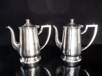 Vintage Silver Soldered Teapots Set of Two 8 Oz 1957 Hotel Military RR Silver