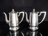 Vintage Silver Soldered Teapots Set of Two 8 Oz 1957 Hotel Military RR Silver