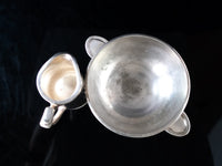 Vintage Steamship Grace Lines Silver Soldered Bowl And Creamer Pitcher 1958 Hotel Military RR Silver