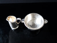 Vintage Steamship Grace Lines Silver Soldered Bowl And Creamer Pitcher 1958 Hotel Military RR Silver