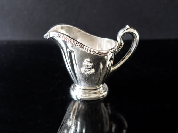 The Stevens Hotel Chicago Silver Soldered Creamer Wallace Vintage 1948 Hotel Military RR Silver