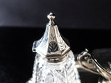 Antique Silver Plate Double Inkwell Trinket And Pen Holder Crystal Inkwells