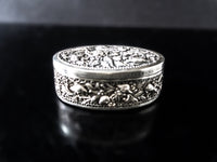 Antique Cambodian Silver Betel Box Khmer Birds And Flowers Trinket Box T90 Filigree Art and Collectibles