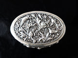 Antique Cambodian Silver Betel Box Khmer Birds And Flowers Trinket Box T90 Filigree Art and Collectibles