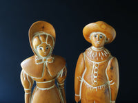 Sarreid Ltd Pair Wooden Folk Art Sculptures Man And Woman Made In Spain Tall 23"