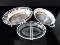 Silver Plate Covered Vegetable Dish With Divided Glass Insert By Poole Silver And Silverplate