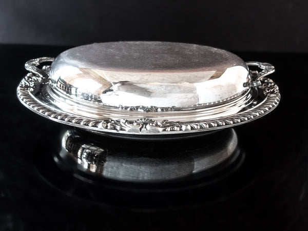 Silver Plate Covered Vegetable Dish With Divided Glass Insert By Poole Silver And Silverplate