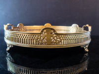 Vintage Large Castilian Brass Serving Tray With Handles And Feet Trays