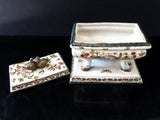 Vintage Wong Lee Hand Painted Porcelain Box With Bronze Swans WL 1895 Chinoiserie