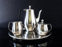 Vintage Reed And Barton Stainless 18/8 Tea Set With Tray 4 Piece Set Tea and Coffee Sets
