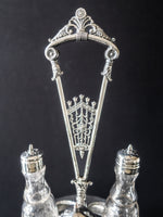 Antique Silver Plate Condiment Cruet Castor Set Late 1800s Silver And Silverplate