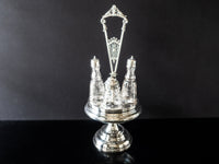 Antique Silver Plate Condiment Cruet Castor Set Late 1800s Silver And Silverplate