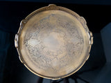 Vintage Large Castilian Brass Serving Tray With Handles And Feet Trays