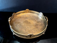 Vintage Large Castilian Brass Serving Tray With Handles And Feet Trays